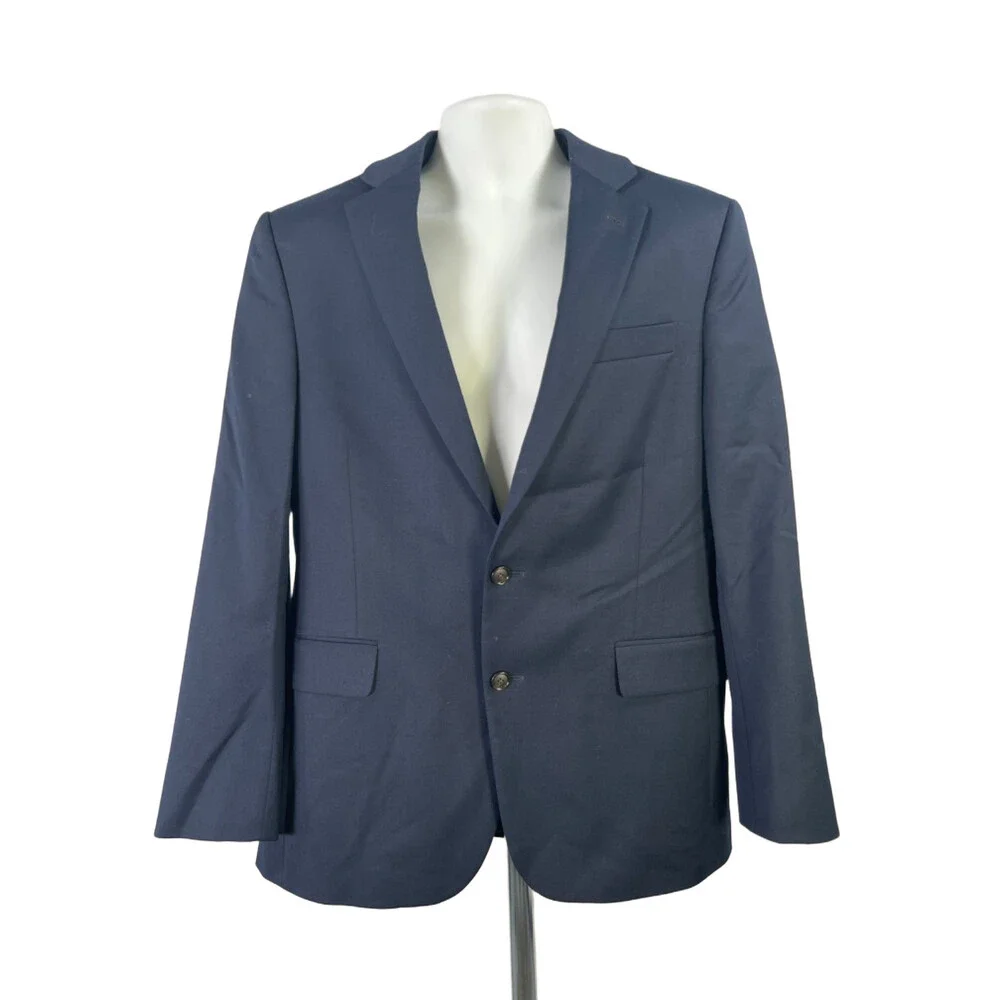 Stafford Men's Blue Classic Fit Wool Blend Two Button Blazer Jacket - 42